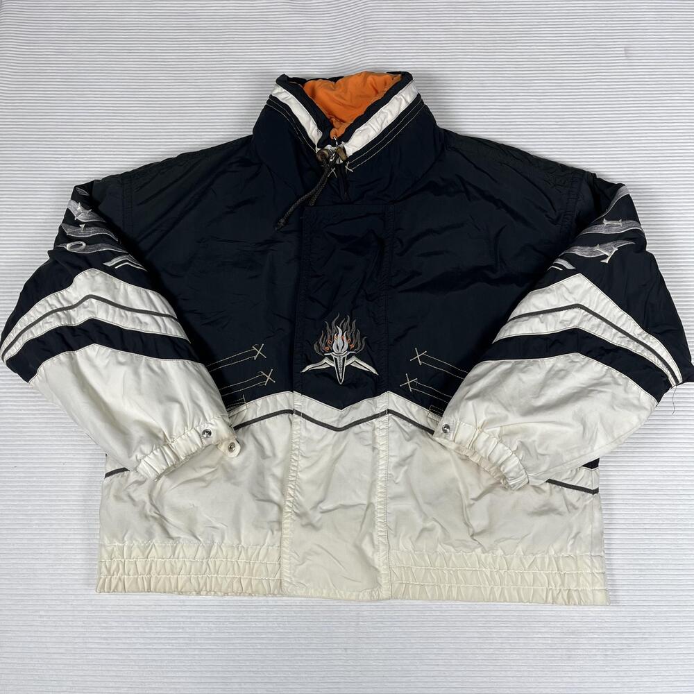 Vintage Bogner Ski Jacket Mens L Black White Olympic Pullover Made USA